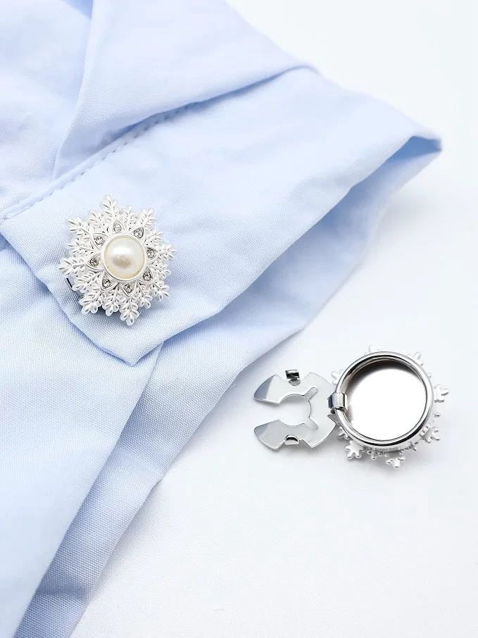 6PCS-Sparkling Crystal Flower Button Clips | Luxury Rhinestone Floral Cuff Jewelry