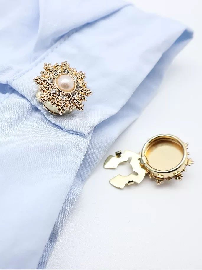 6PCS-Sparkling Crystal Flower Button Clips | Luxury Rhinestone Floral Cuff Jewelry