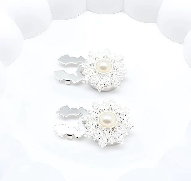 6PCS-Sparkling Crystal Flower Button Clips | Luxury Rhinestone Floral Cuff Jewelry