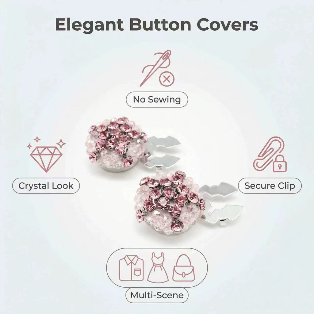 6 PCS-Pink Rhinestone Star Button Covers | Y2K Crystal Star Shirt Cufflinks Alternative