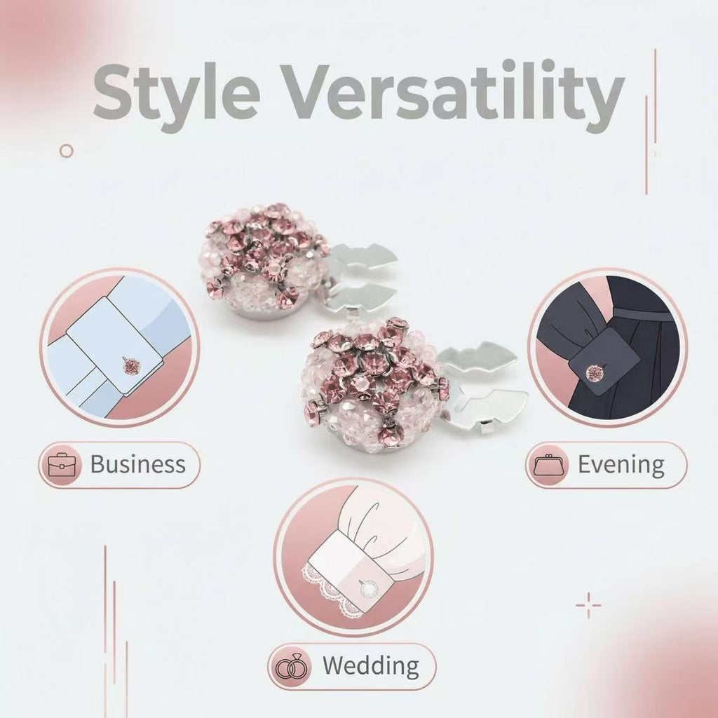 6 PCS-Pink Rhinestone Star Button Covers | Y2K Crystal Star Shirt Cufflinks Alternative