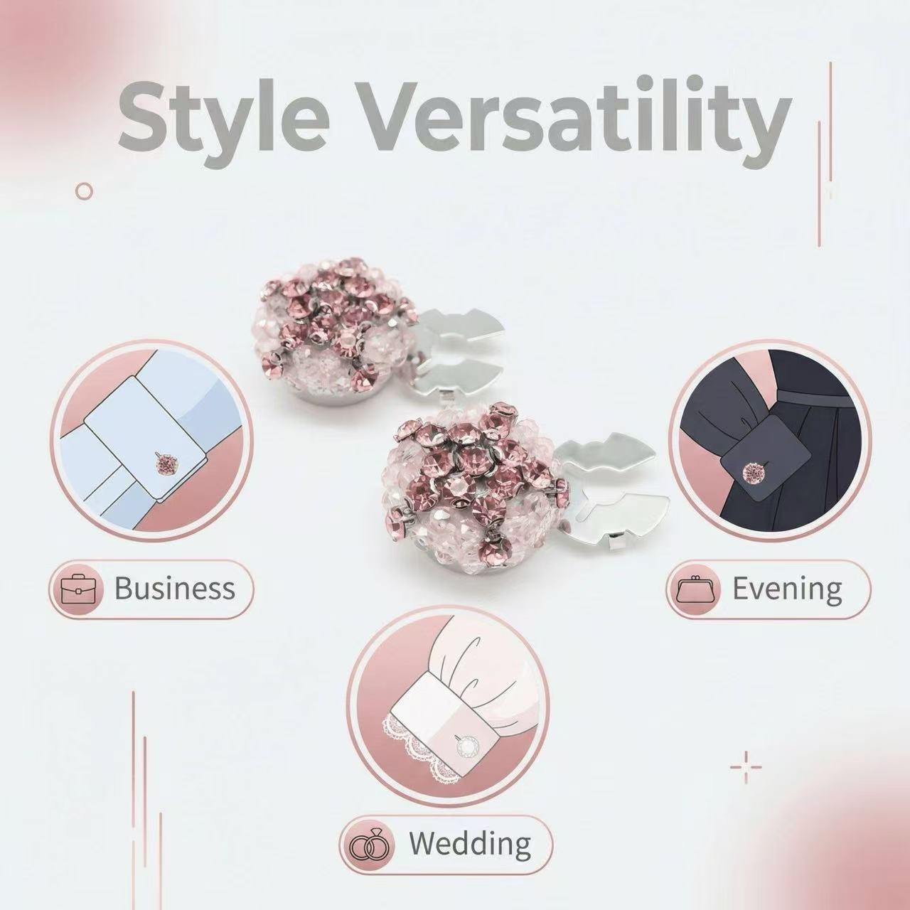 6 PCS-Pink Rhinestone Star Button Covers | Y2K Crystal Star Shirt Cufflinks Alternative
