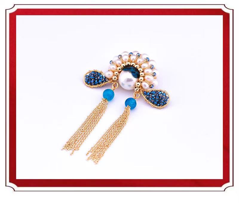 Handcrafted Peking Opera Warrior Brooch | Natural Pearl Chinese Opera Jewelry for Women
