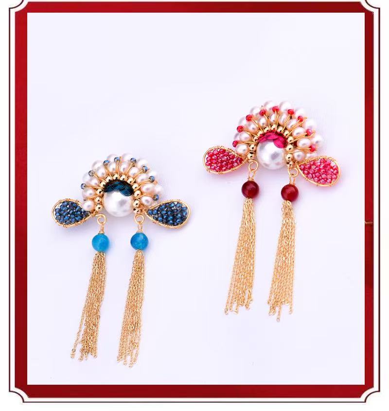 Handcrafted Peking Opera Warrior Brooch | Natural Pearl Chinese Opera Jewelry for Women