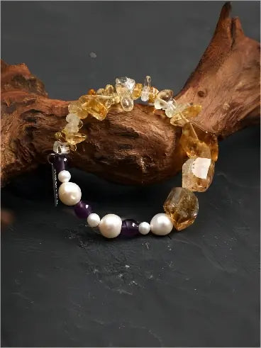 Golden Crystal & Violet Moon Bracelet Miya Atelier