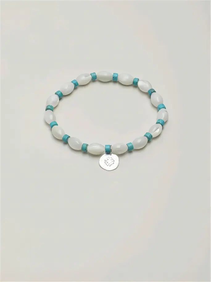 White Luminescence & Turquoise Bracelet Miya Atelier