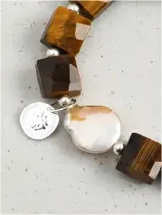 Golden Tiger & Pearl Tag Bracelet Miya Atelier