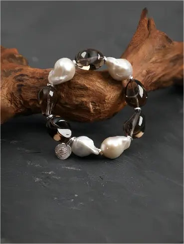 Inky Crystal & Dream Pearl Bracelet Miya Atelier