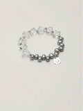 Crystal Edge & Grey Pearl Bracelet Miya Atelier