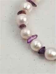 Free-Form Amethyst & Textured Pearl Bracelet Miya Atelier