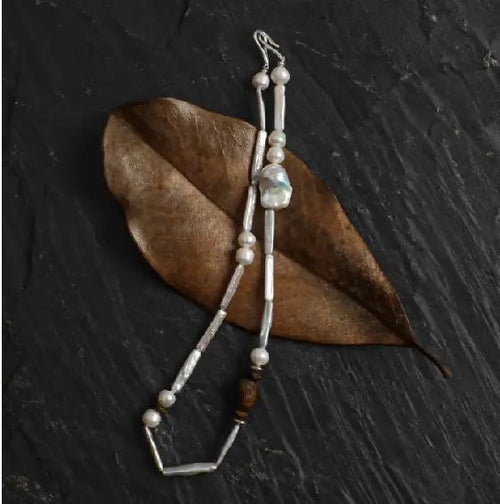 Baroque Agarwood Pearl Necklace Miya Atelier