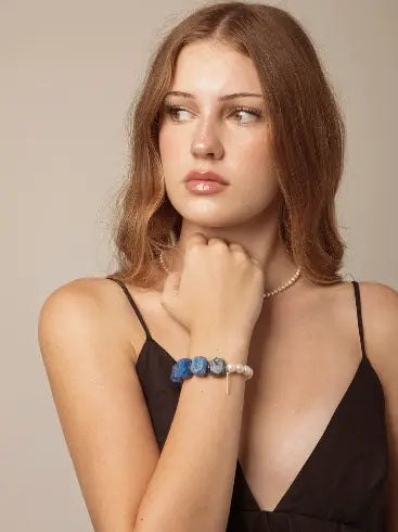 Blue Amber Bracelet Miya Atelier