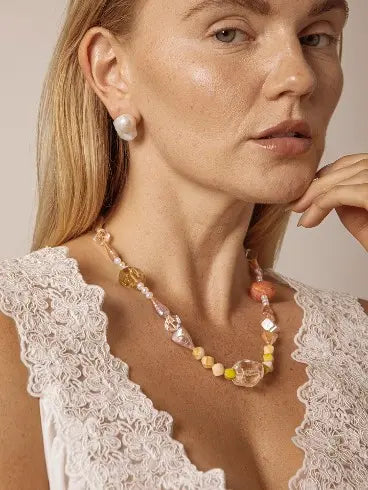 The Iridescent Dawn Stone Necklace Miya Atelier
