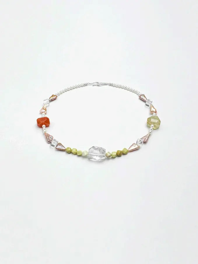 The Iridescent Dawn Stone Necklace Miya Atelier