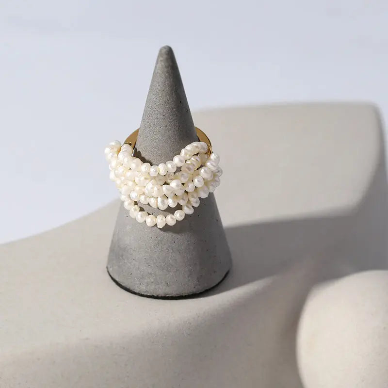 Woven Multi-Layer Rice Pearl Ring
