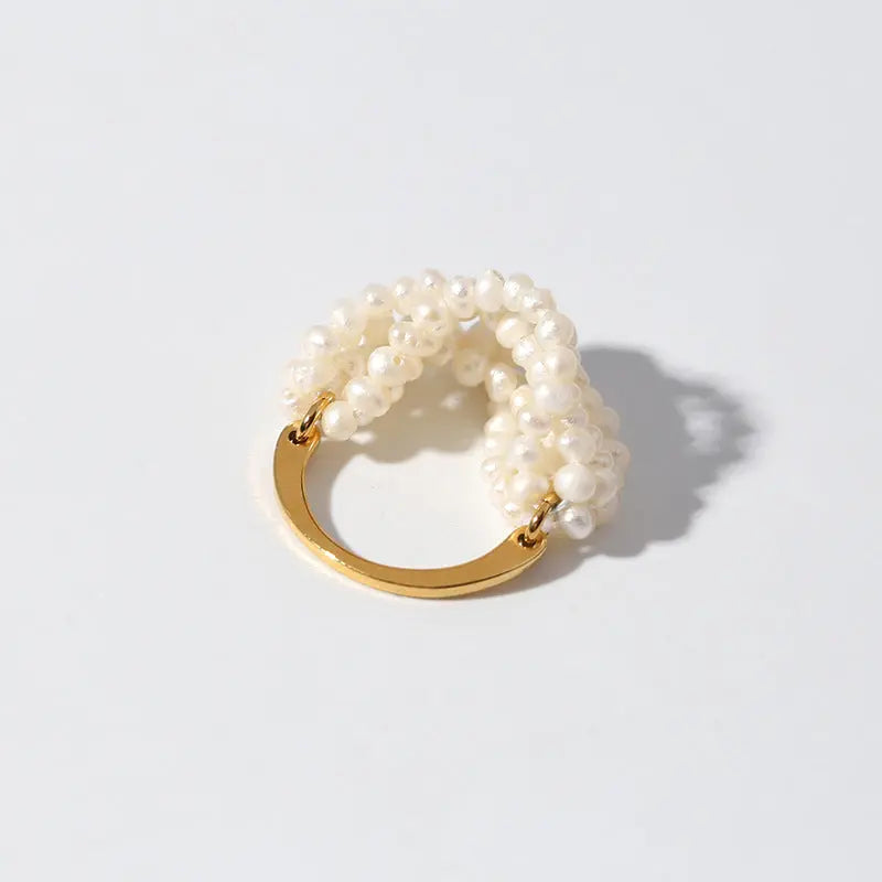 Woven Multi-Layer Rice Pearl Ring
