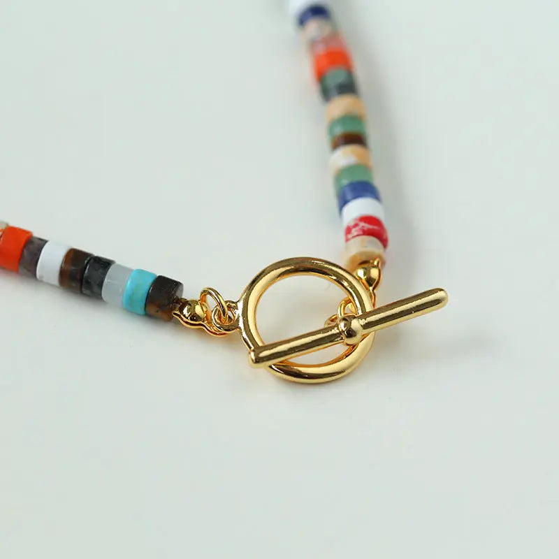 Rainbow Stone & Baroque Pearl Bohemian Necklace Miya Atelier-Shenzhen