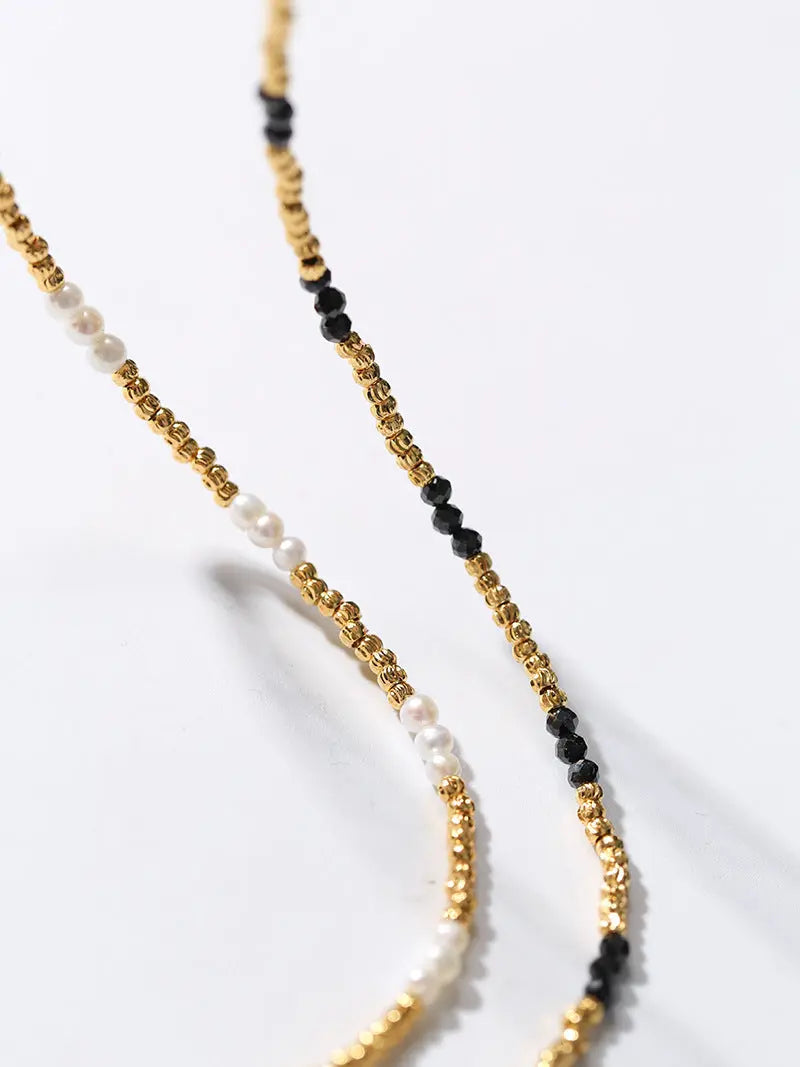 Handcrafted Black Spinel & Mini Pearl Necklace Miya Atelier-Shenzhen