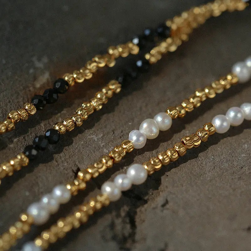 Handcrafted Black Spinel & Mini Pearl Necklace Miya Atelier-Shenzhen