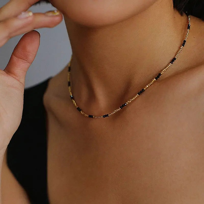 Handcrafted Black Spinel & Mini Pearl Necklace Miya Atelier-Shenzhen