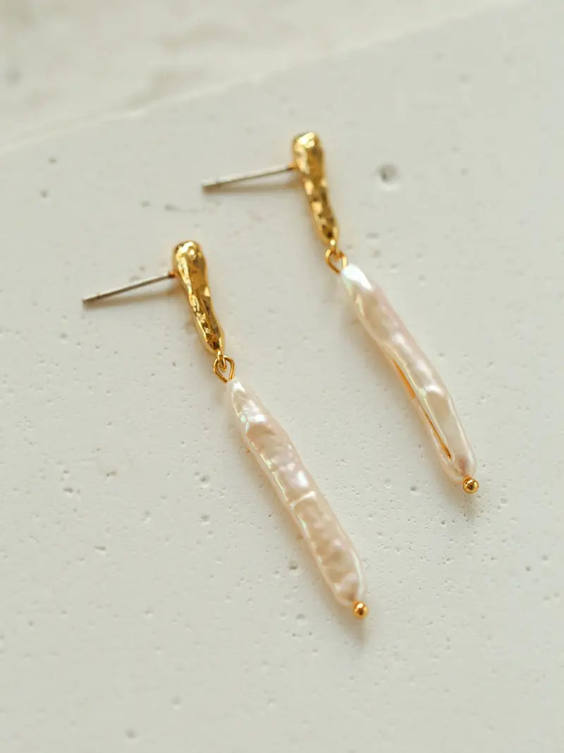 18K Gold Plated Baroque Pearl Earrings, 925 Silver Needles Miya Atelier-Shenzhen