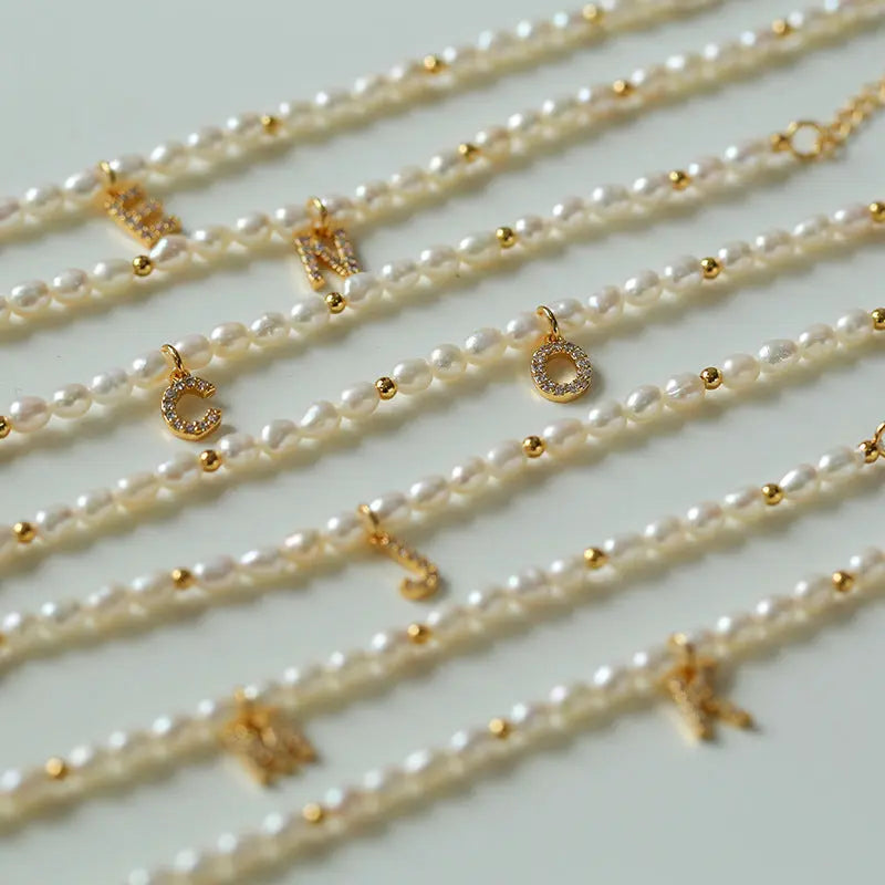 26 Initials Pearl Charm Bracelet Miya Atelier-Shenzhen