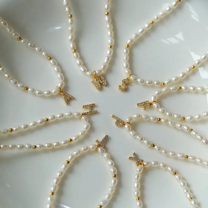 26 Initials Pearl Charm Bracelet Miya Atelier-Shenzhen