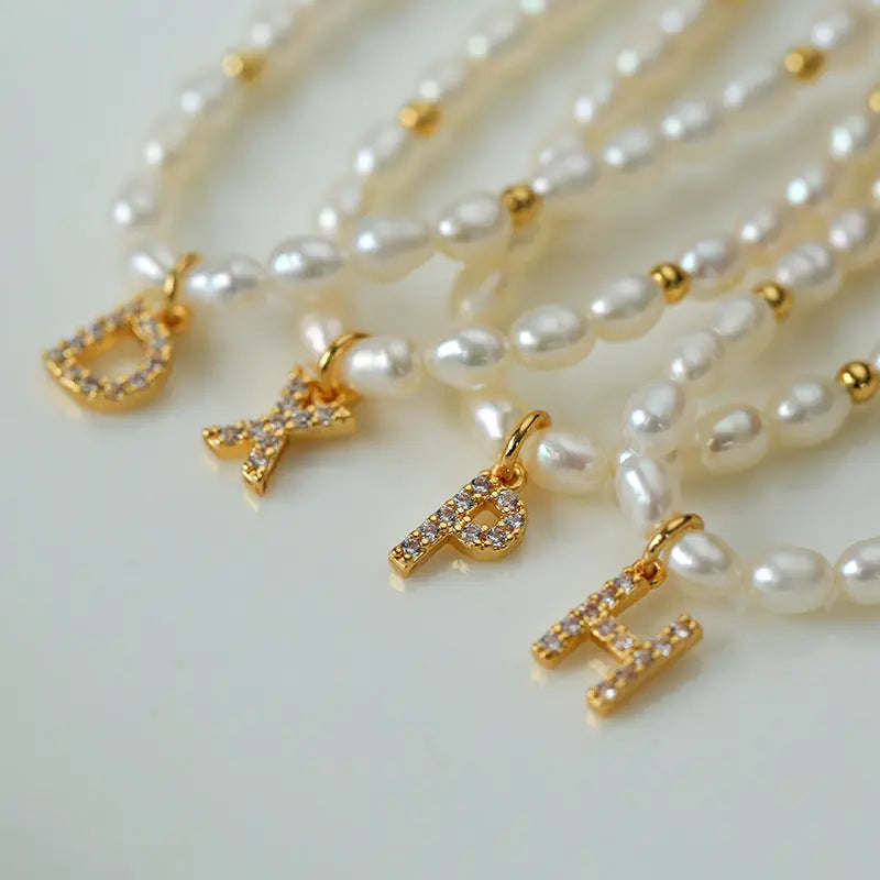 26 Initials Pearl Charm Bracelet Miya Atelier-Shenzhen