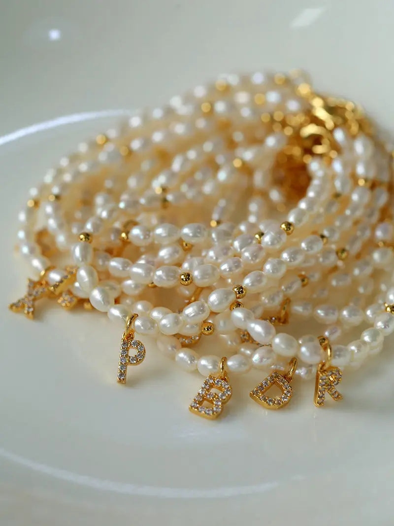 26 Initials Pearl Charm Bracelet Miya Atelier-Shenzhen