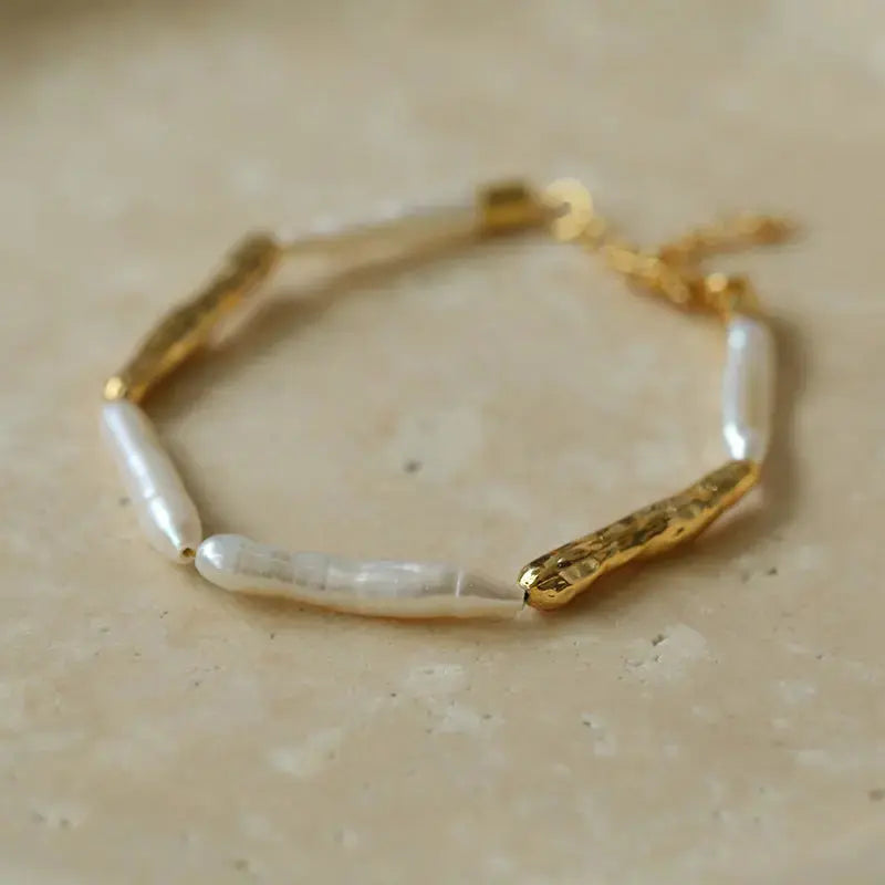 Stick Baroque Pearl Bracelet, 18K Gold Plated Miya Atelier-Shenzhen
