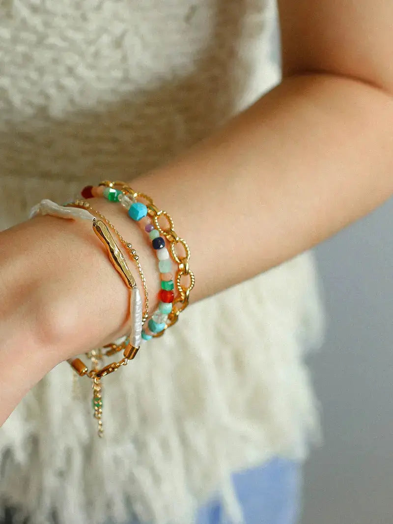 Stick Baroque Pearl Bracelet, 18K Gold Plated Miya Atelier-Shenzhen