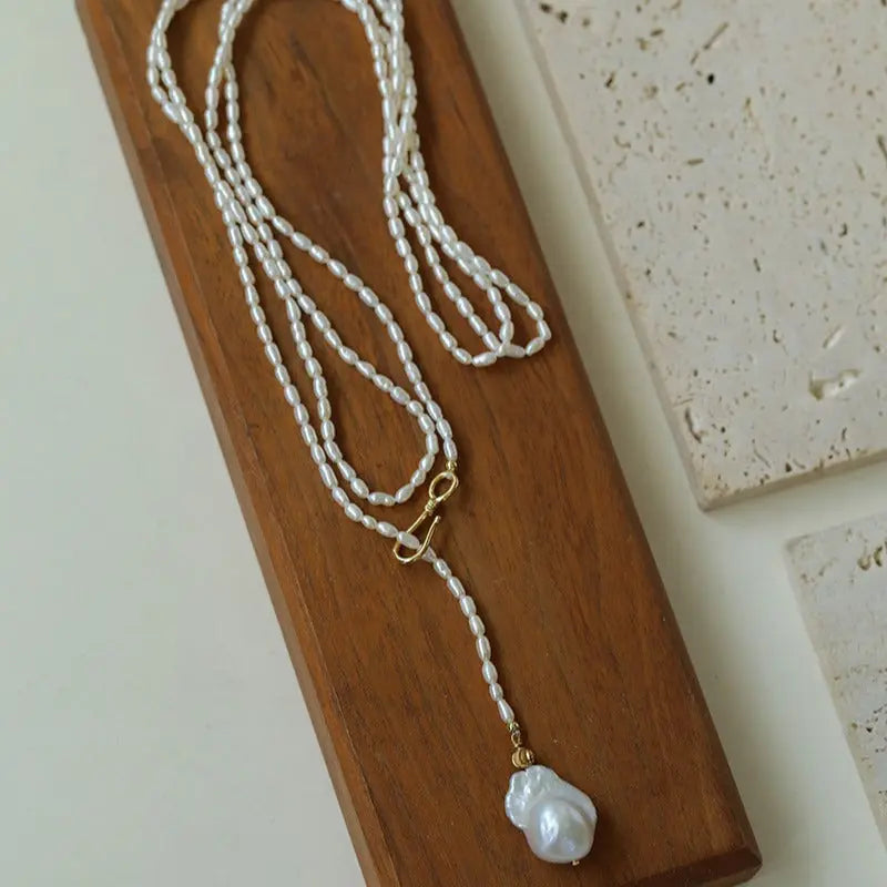Extra-Long Rice & Baroque Pearl Layering Necklace Miya Atelier-Shenzhen