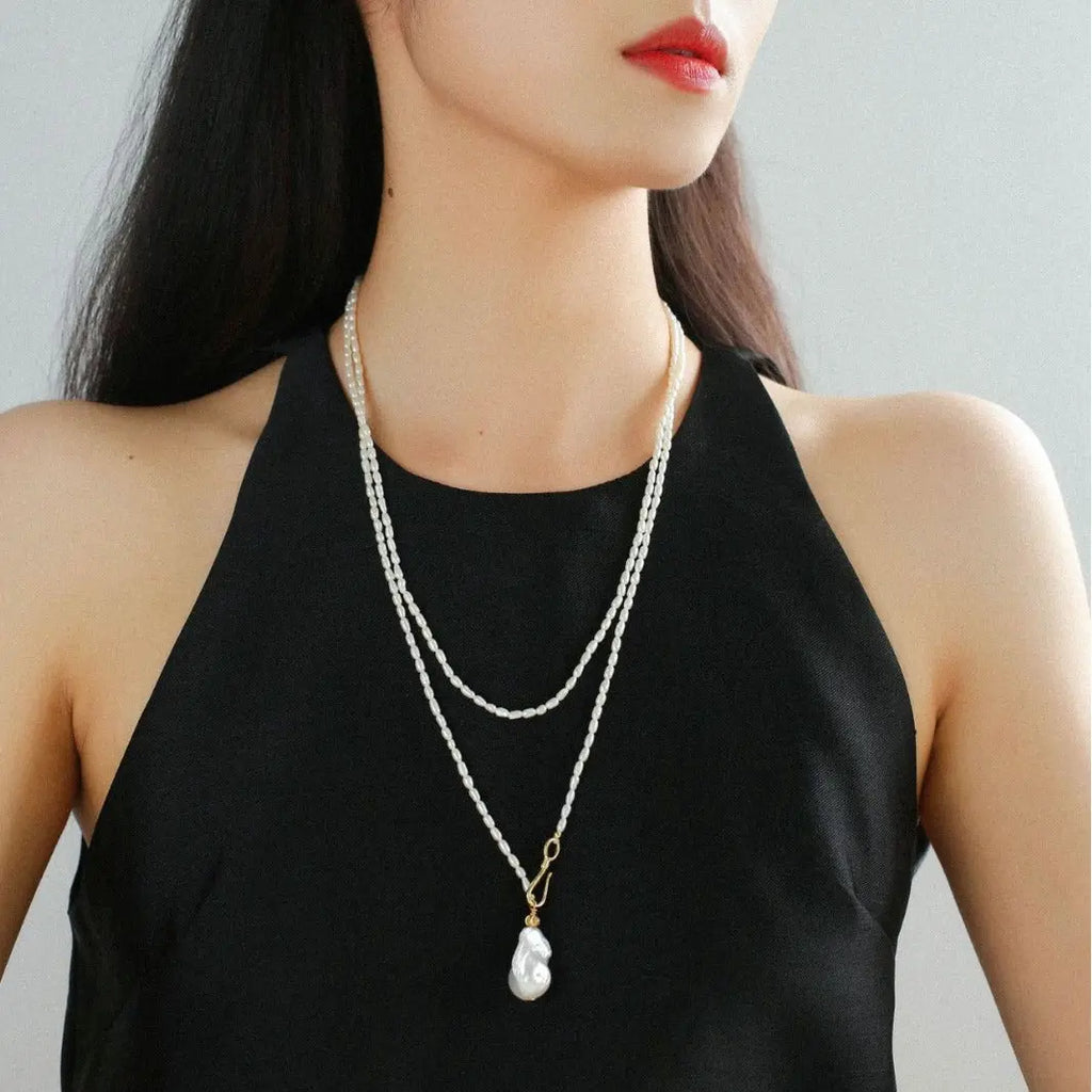 Extra-Long Rice & Baroque Pearl Layering Necklace Miya Atelier-Shenzhen