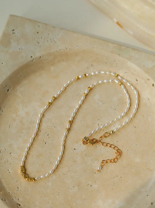 Cat‘s Eye Gold Bead & Rice Pearl Choker Miya Atelier-Shenzhen