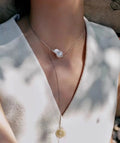925 Silver Baroque Pearl Y-Chain Necklace with Slider Miya Atelier-Shenzhen