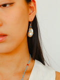 Neo-Chinese Style Netted Earrings – Enhanced Turquoise & Baroque Pearl Miya Atelier-Shenzhen