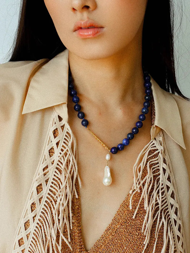 Metal Fish & Lapis Lazuli Choker Necklace Miya Atelier-Shenzhen