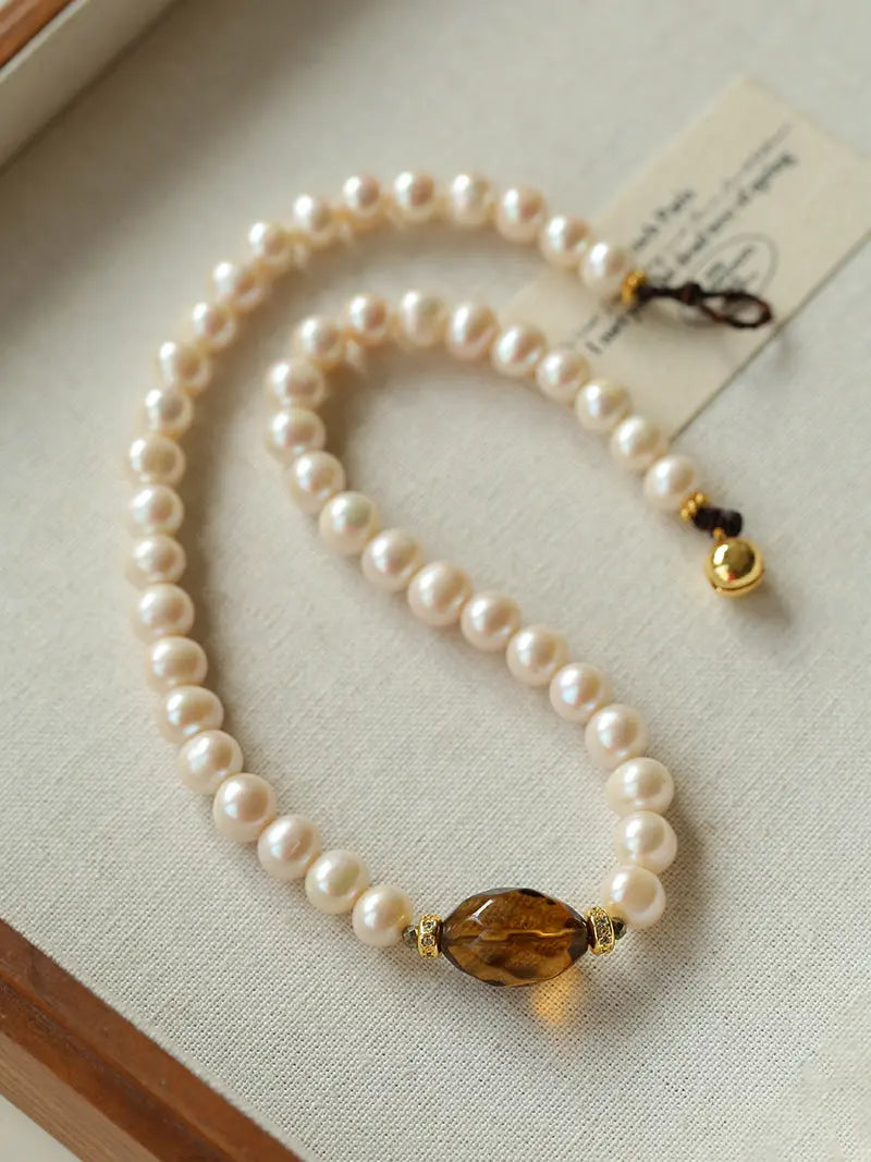Natural Stone & Freshwater Pearl Short Necklace Miya Atelier-Shenzhen