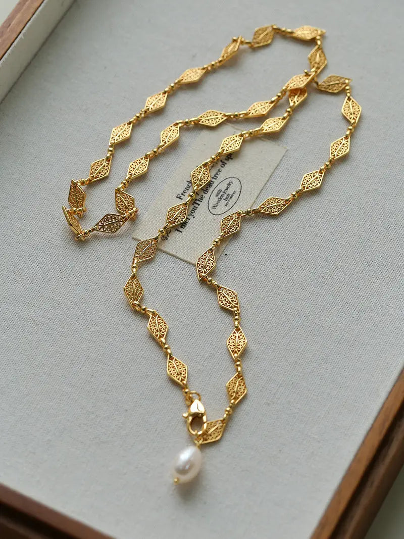 Vintage Bohemian Openwork Filigree Chain Necklace Miya Atelier-Shenzhen