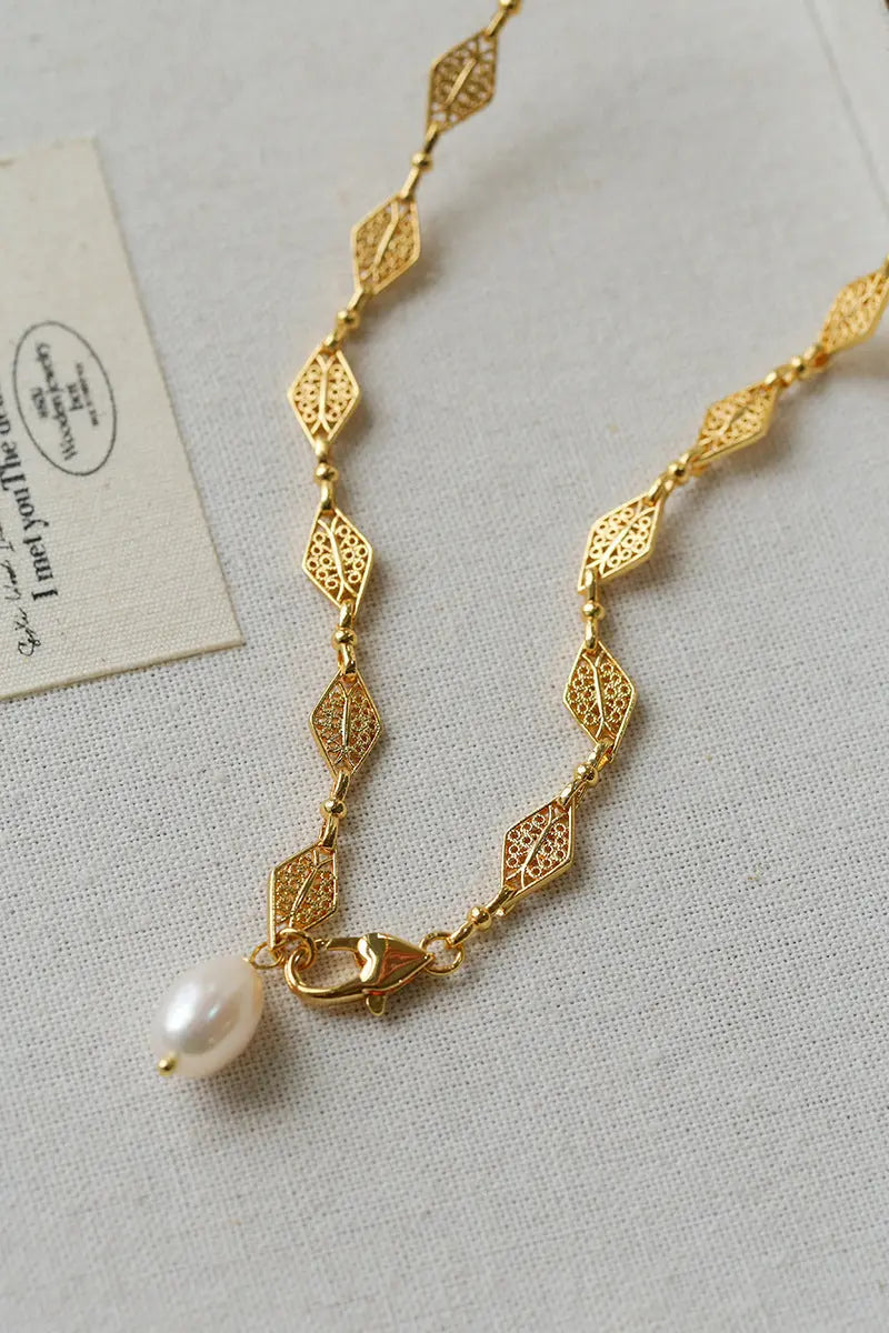 Vintage Bohemian Openwork Filigree Chain Necklace Miya Atelier-Shenzhen