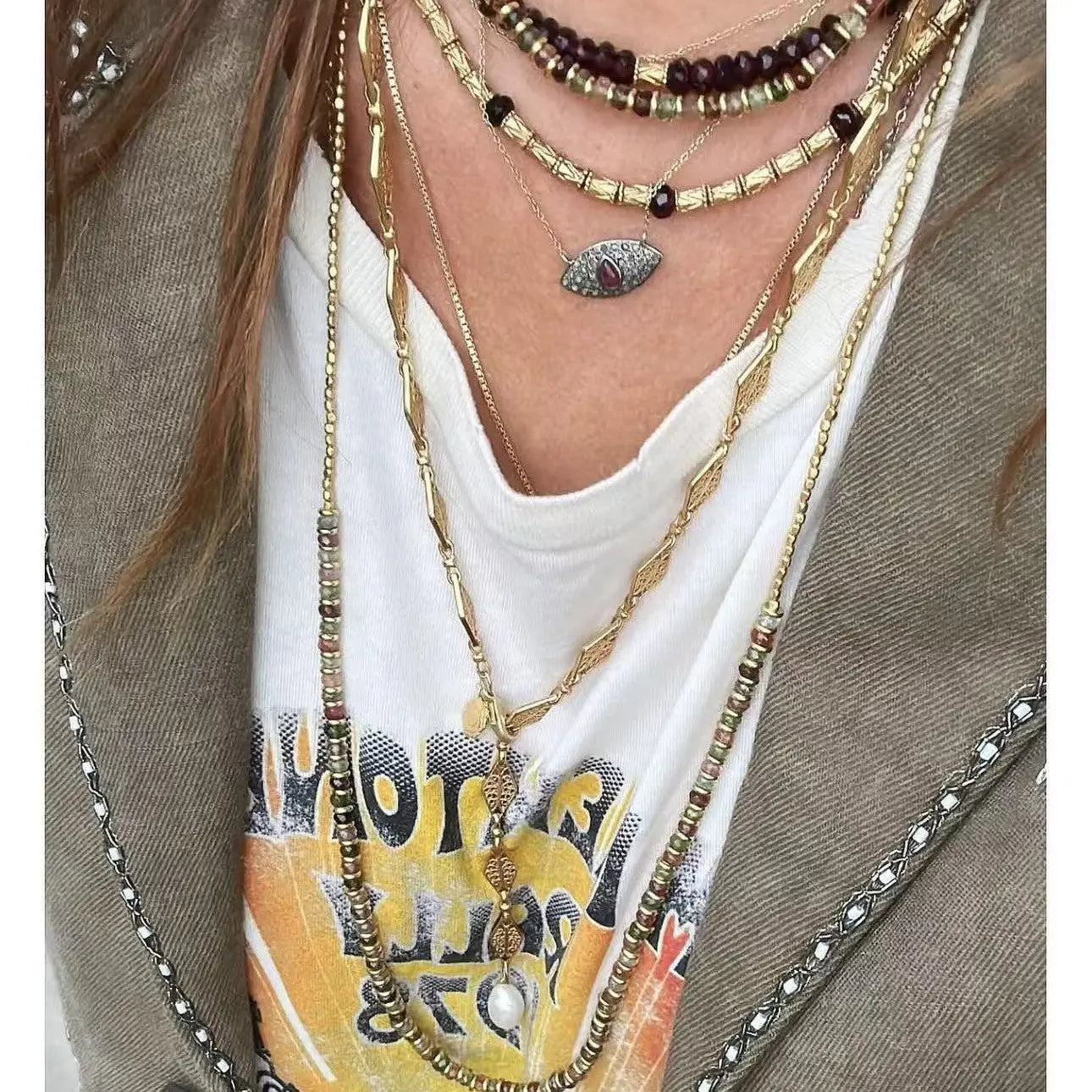 Vintage Bohemian Openwork Filigree Chain Necklace Miya Atelier-Shenzhen