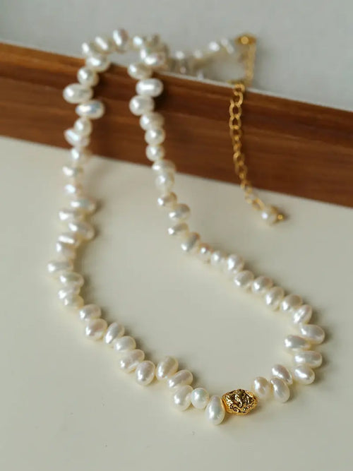 18K Gold Plated Baroque Pearl Necklace