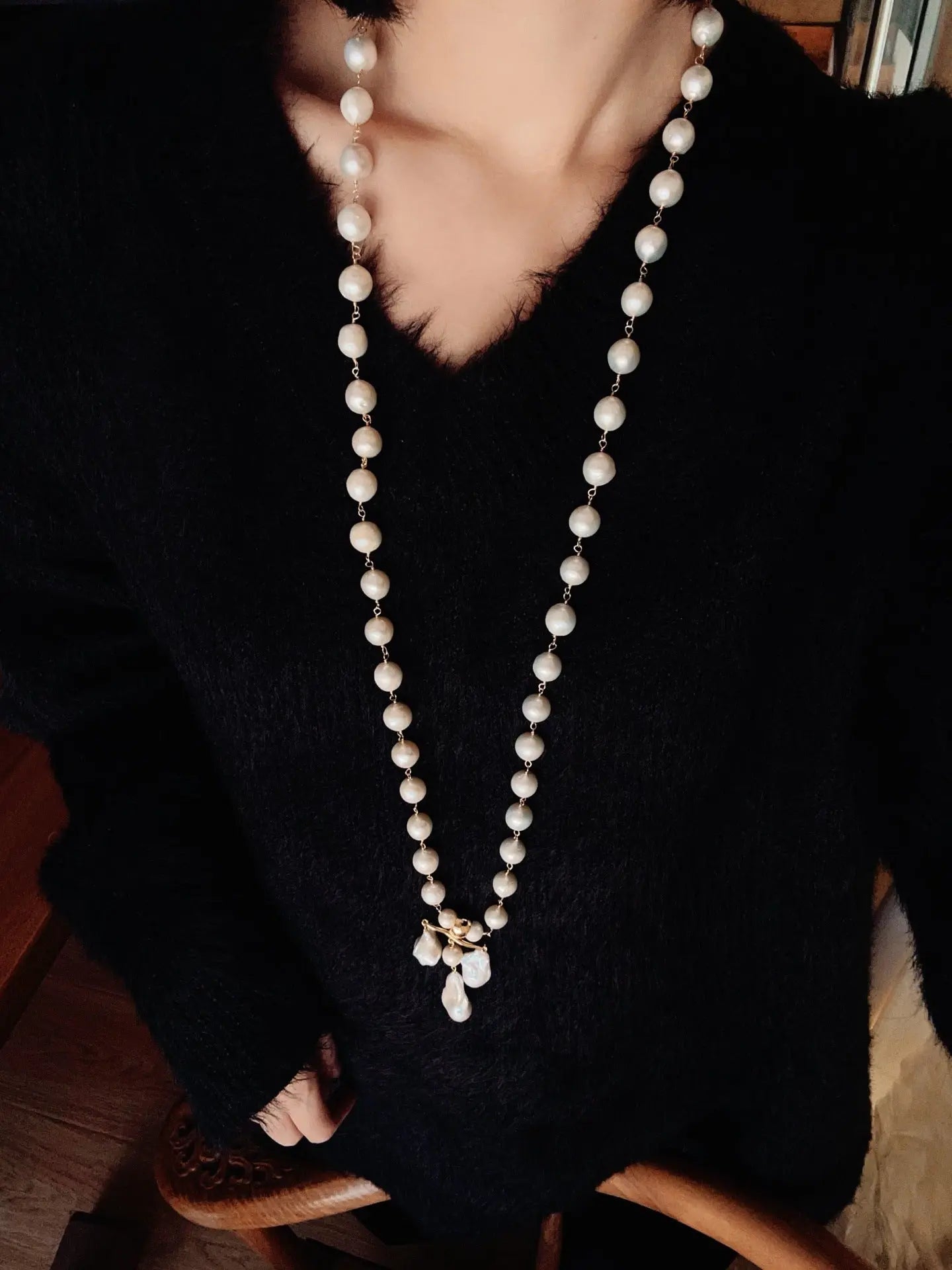 Vintage Baroque Pearl Long Necklace Miya Atelier-Shenzhen