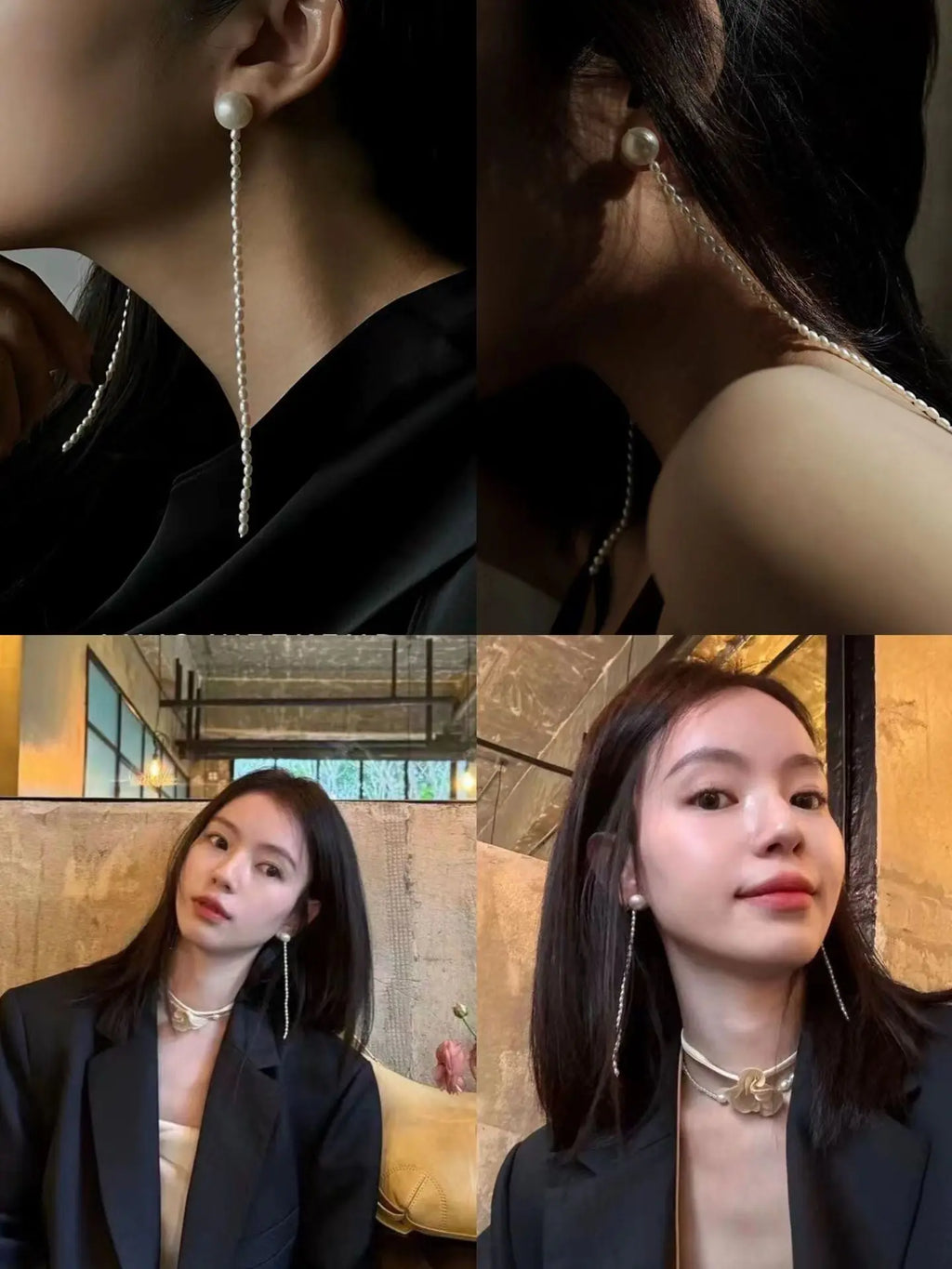 Handcrafted Rice Pearl Long Drop Earrings Miya Atelier-Shenzhen