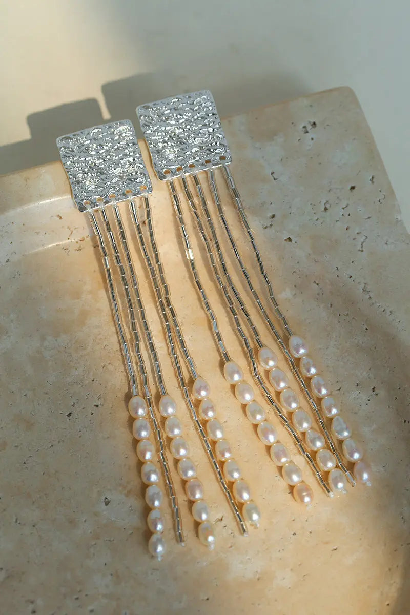 Lava-Textured Square Tube Earrings Miya Atelier-Shenzhen