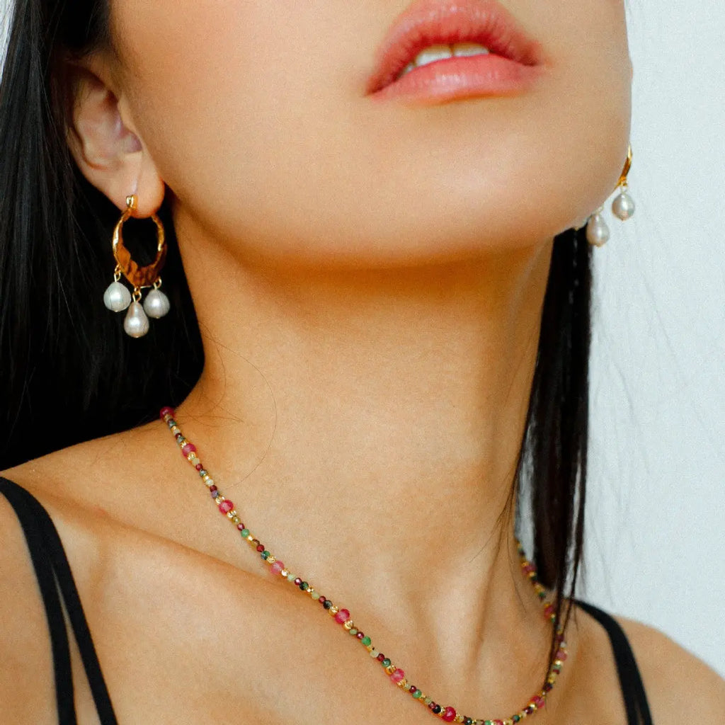 Designer Geometric Triple Pearl Drop Earrings Miya Atelier-Shenzhen