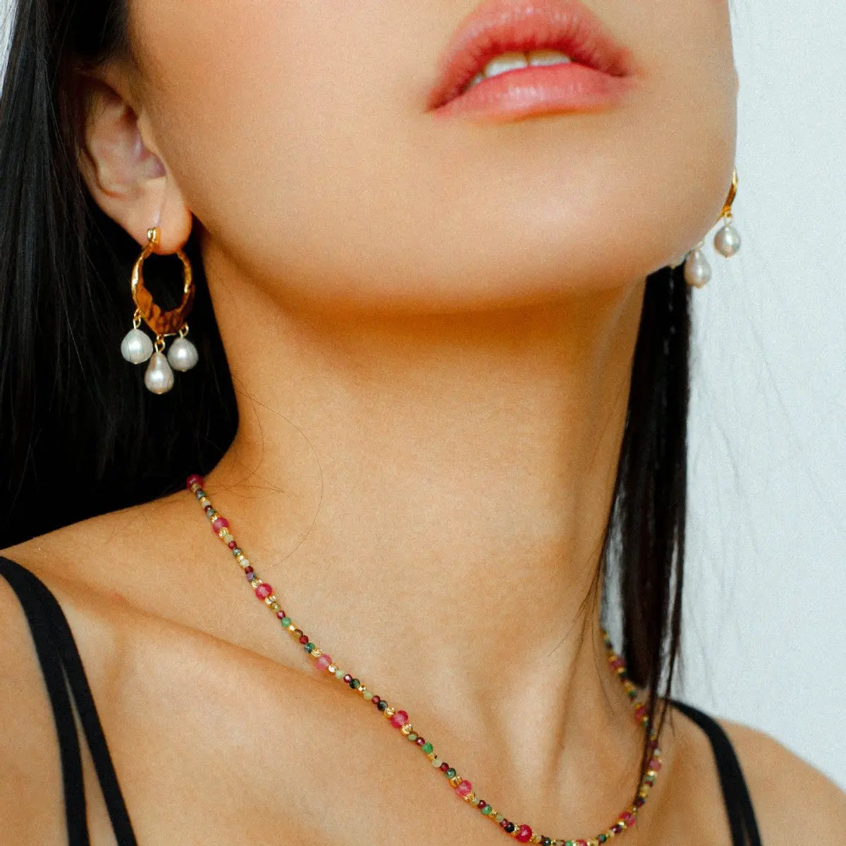 Designer Geometric Triple Pearl Drop Earrings Miya Atelier-Shenzhen