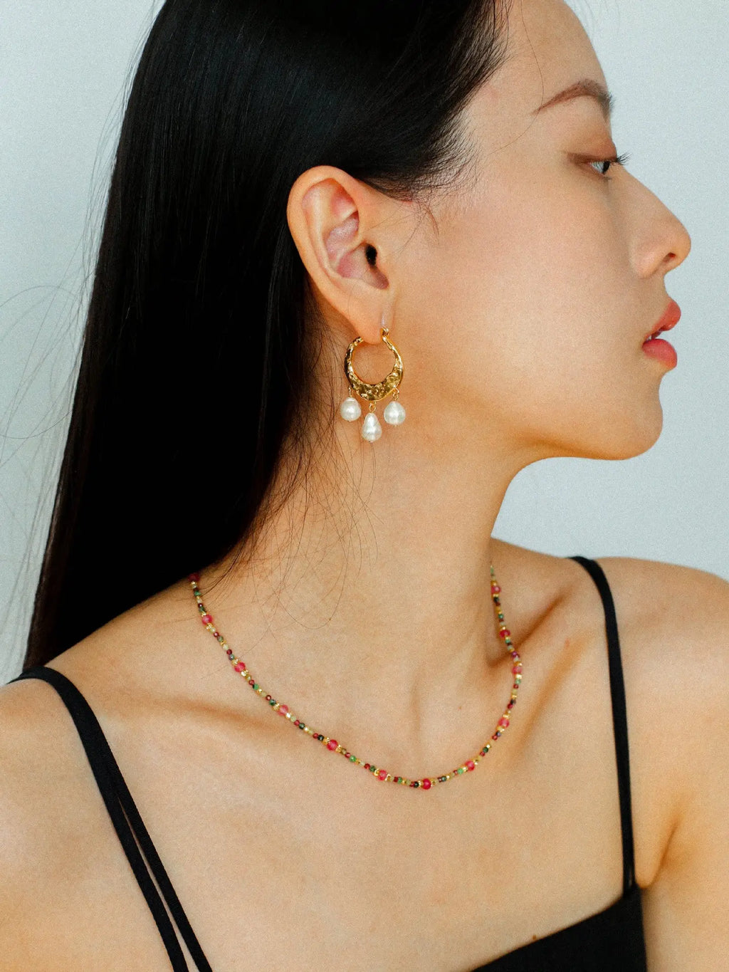 Designer Geometric Triple Pearl Drop Earrings Miya Atelier-Shenzhen