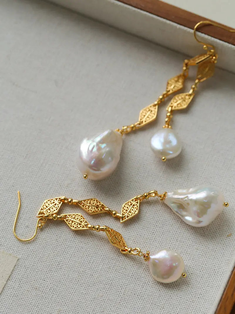 18K Gold Plated Filigree Pearl Earrings Miya Atelier-Shenzhen