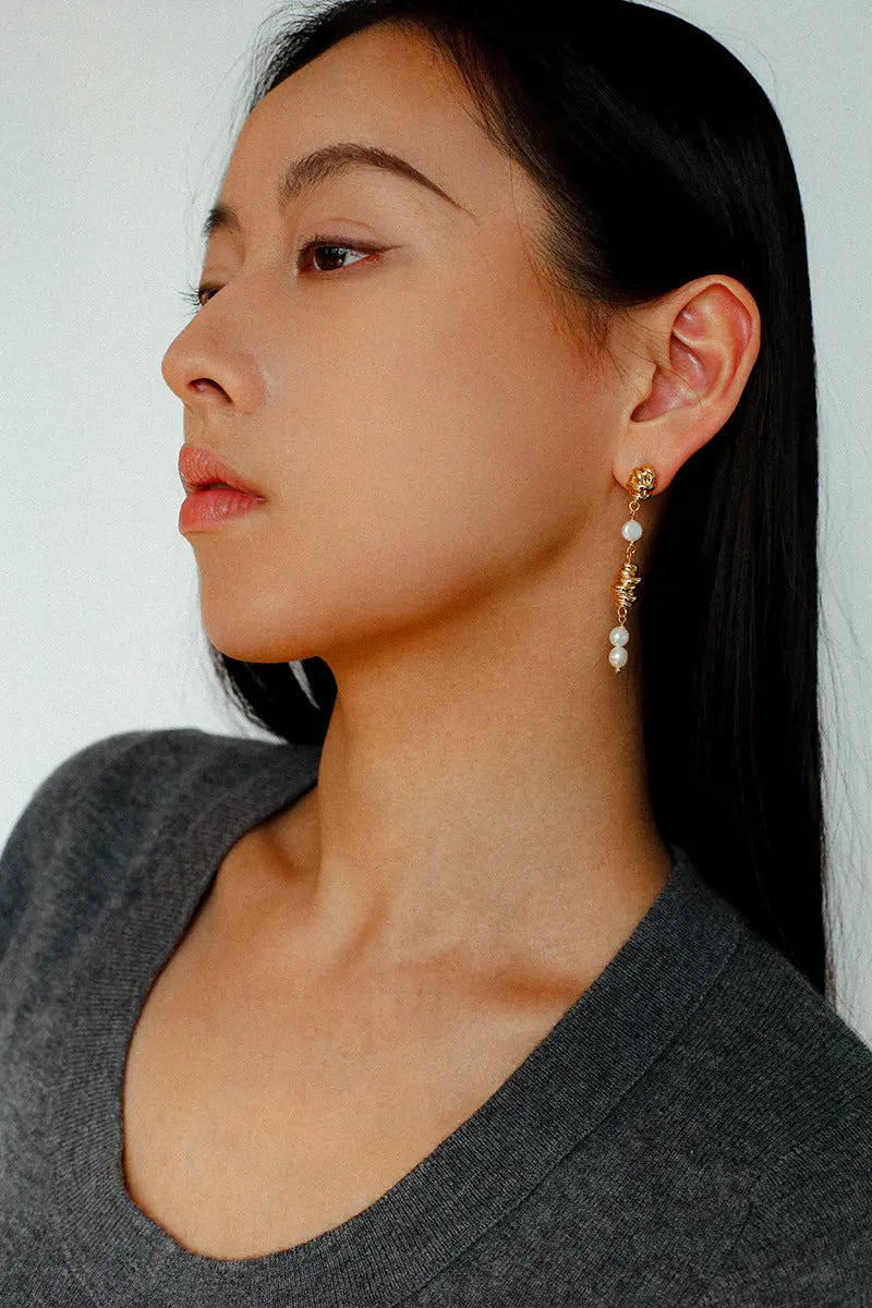 Vintage Twisted Knot Baroque Pearl Drop Earrings Miya Atelier-Shenzhen
